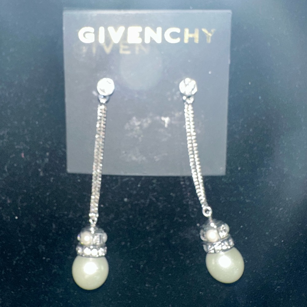 Givenchy Silver and Cream Dangle Earrings